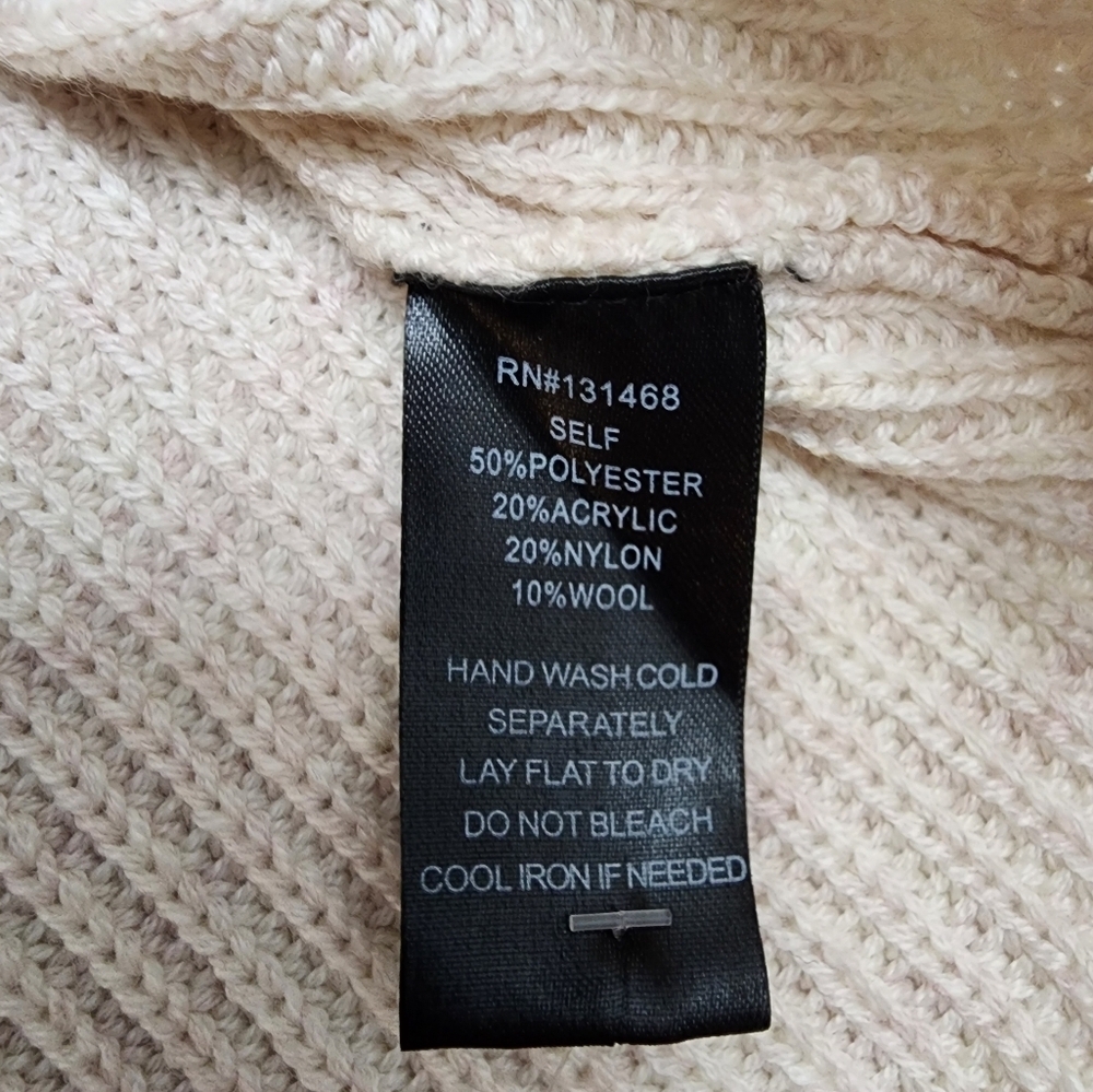 Fate knit sweater size S oatmeal puffed shoulder pullover longsleeve - Picture 10 of 12